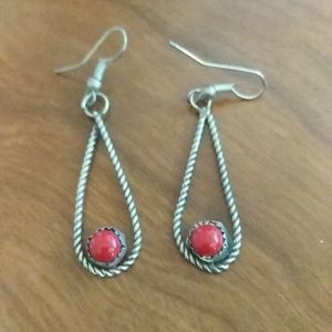 Sterling Silver Vintage Coral Earrings